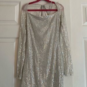 Lucy in the Sky Shimmering Silver Sequin Dress